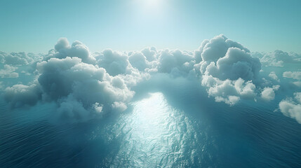 Naklejka premium clouds above an ocean, mid day, from above
