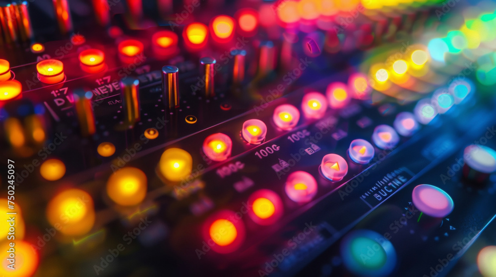 Aufkleber a closeup of the light indicators on a brainwave monitoring device changing colors to reflect stress