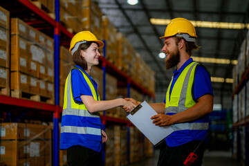 operation workers checking and inspecting cargo for stack items for shipping. males worker checking the store factory. industry factory warehouse. Worker Scanning Package In Warehouse.