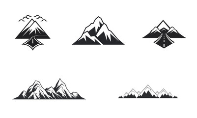 mountain pics black and white vector illustration isolated transparent background, logo, cut out or cutout t-shirt print design,  poster, baby products, packaging design