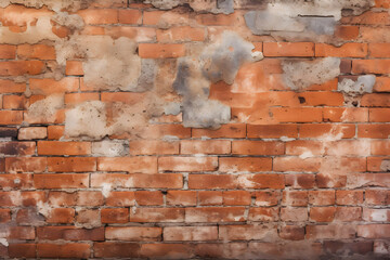 Detailed Design Elements of An Aged Red Brick Wall Reflecting Years of History and Weathering