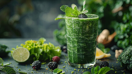 Healthy green smoothies, healthy vegan concept