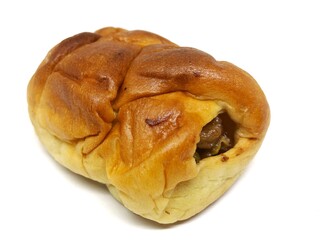 Chocolate banana bread with white background