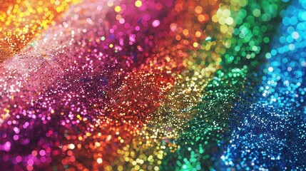 A dreamy and vibrant abstract rainbow bokeh background with sparkling multicolor lights, conveys a festive and joyful atmosphere, banner - obrazy, fototapety, plakaty