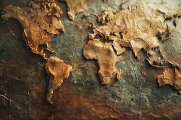 World Map Engraved on Wood