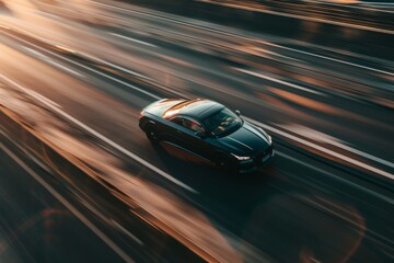 Black Sports Car Speeding on Highway