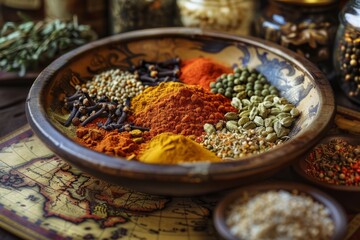 Bowl Overflowing With Various Spices