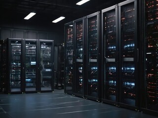 server rack in a data center.Generative with AI