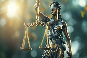 Statue of Lady Justice Holding Scale of Justice - obrazy, fototapety, plakaty