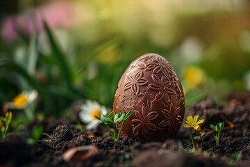 Chocolate Egg on Pile of Dirt