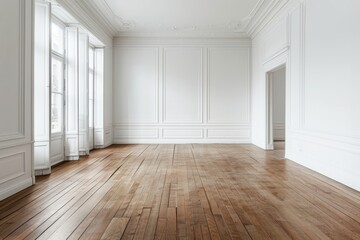 Minimalist Empty Room With Wooden Floors