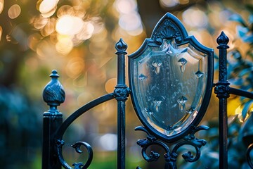 Close-Up of Metal Fence With Mirror