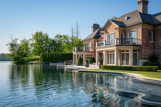 Luxurious Lakefront Mansion With Pool