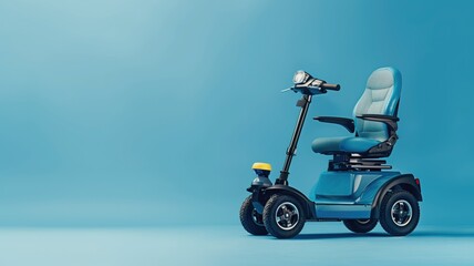 Stylish mobility scooter on a vibrant blue background showcasing independence
