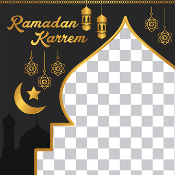 Ramadan kareem greeting social media post. Vector illustration.