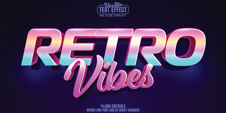 Retro vintage editable text effect, customizable retrowave and neon 3D font style