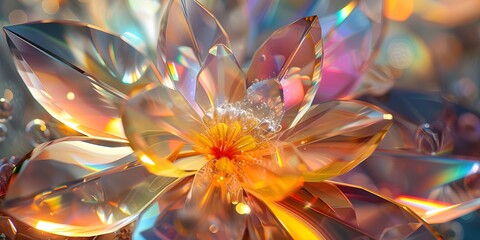 The flower petals are made of colorful glass