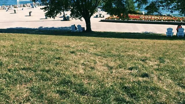 August 3, 2020 - Harbor Front Park, Toronto, Ontario Canada. Torontonians enjoy outdoor activities in the park.