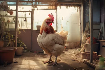 Foto auf Acrylglas chicken rooster, rooster chicken, chicken in the barn, barn chicken © MrJeans