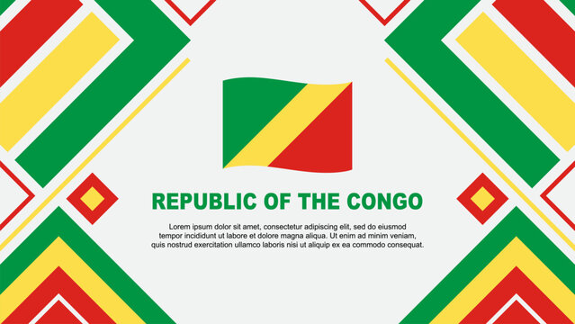 Republic Of The Congo Flag Abstract Background Design Template. Republic Of The Congo Independence Day Banner Wallpaper Vector Illustration. Republic Of The Congo Flag - Powered by Adobe