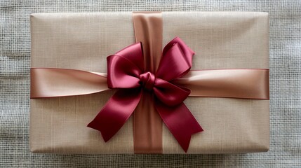 Classically Wrapped Gift with Satin Ribbon Bow