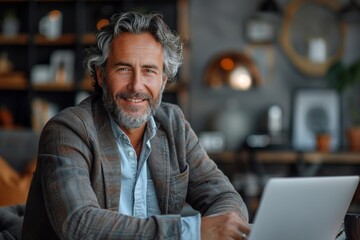Obraz premium CEO multitasking on laptop, demonstrating efficiency