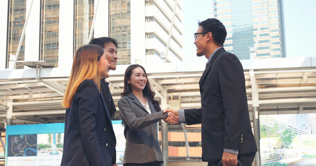 Diversity Business Partner meeting trust in teamwork and partnership businessman, businesswoman...