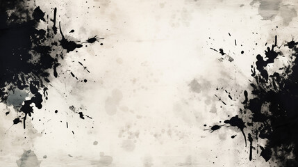 Abstract Black and White Ink Splatter on Vintage Grunge Background