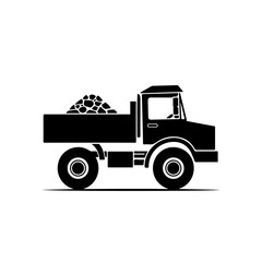 Fototapeta na wymiar Dump Truck Unloading Stones Logo Design