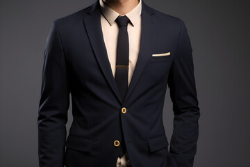 Elegance Defined: A Gentlemen's Navy Blue Blazer - Tailored To Perfection with Luxurious Appeal - obrazy, fototapety, plakaty