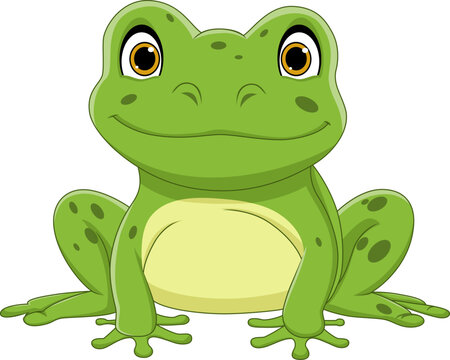 Cute frog cartoon on white background