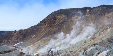 大涌谷で見た活発な火山活動の情景