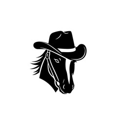 Horse wearing cowboy hat Logo Design