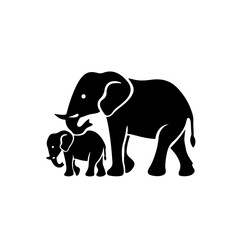 Mama And Baby Elephant Logo Design