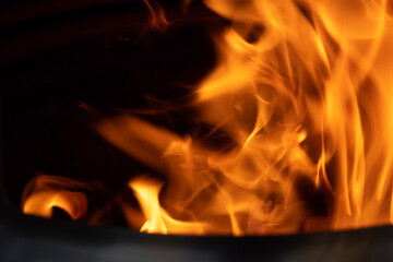 Orange Flame while burning wood 