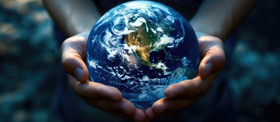 Caring for Our Home, Two Hands Holding the Earth - A Realistic Illustration Symbolizing Love and Responsibility on Earth Day