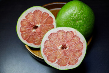 Siam ruby pomelo fruit on table