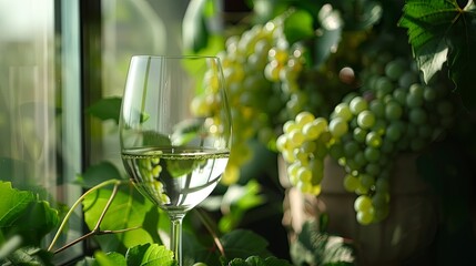 Glass of wine and grape concept wallpaper background