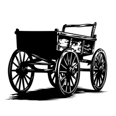 Fototapeta na wymiar Vintage Wooden Cart Logo Design