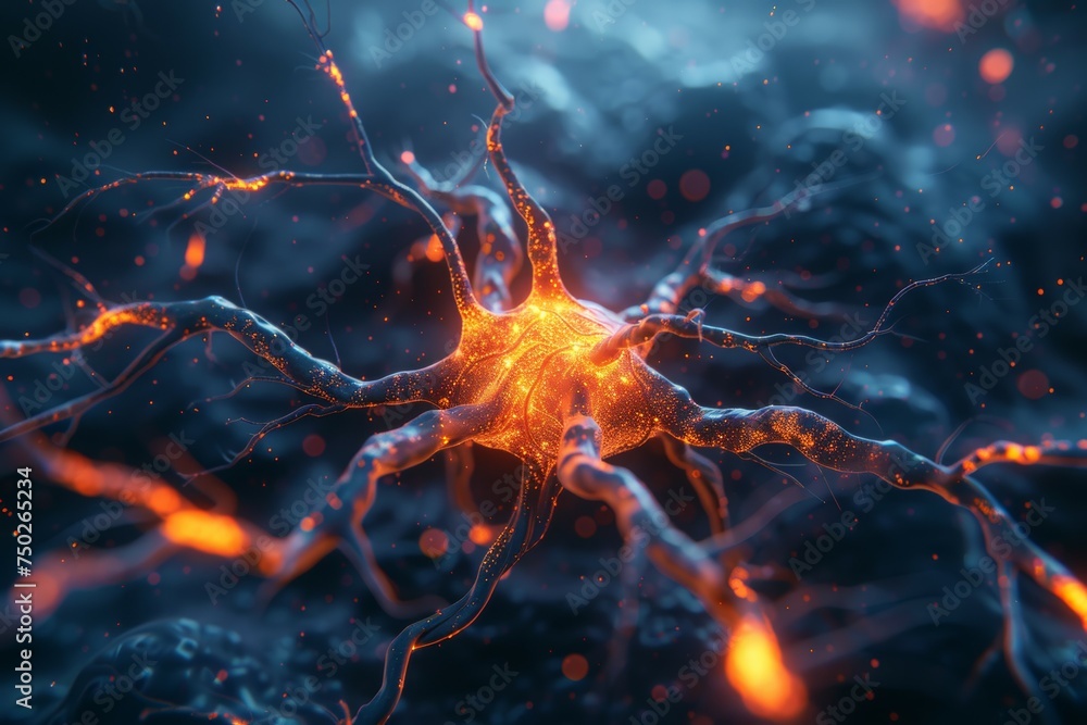 Poster nerve cell. background with selective focus and copy space