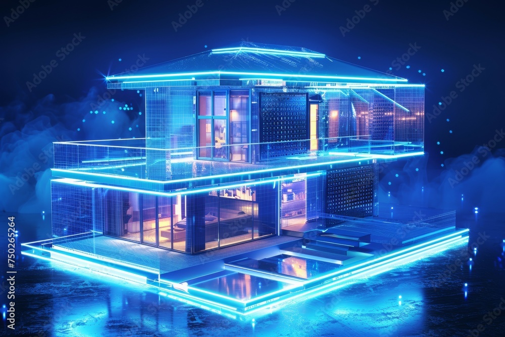 Poster smart house concept. background with selective focus and copy space