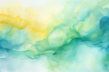 Stylish background material painted with yellow and green watercolors, Generative AI