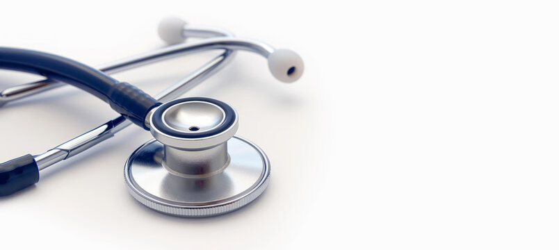 professional stethoscope on white background with copy space  for text