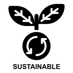 sustainable, sustainability, ecology, renewable, reusable, cycle, expanded solid glyph icon for web mobile app presentation printing