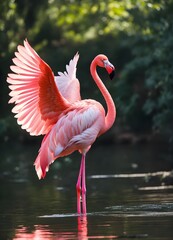 pink flamingo in the water