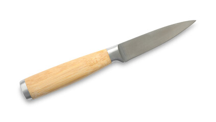 One sharp knife isolated on white, top view
