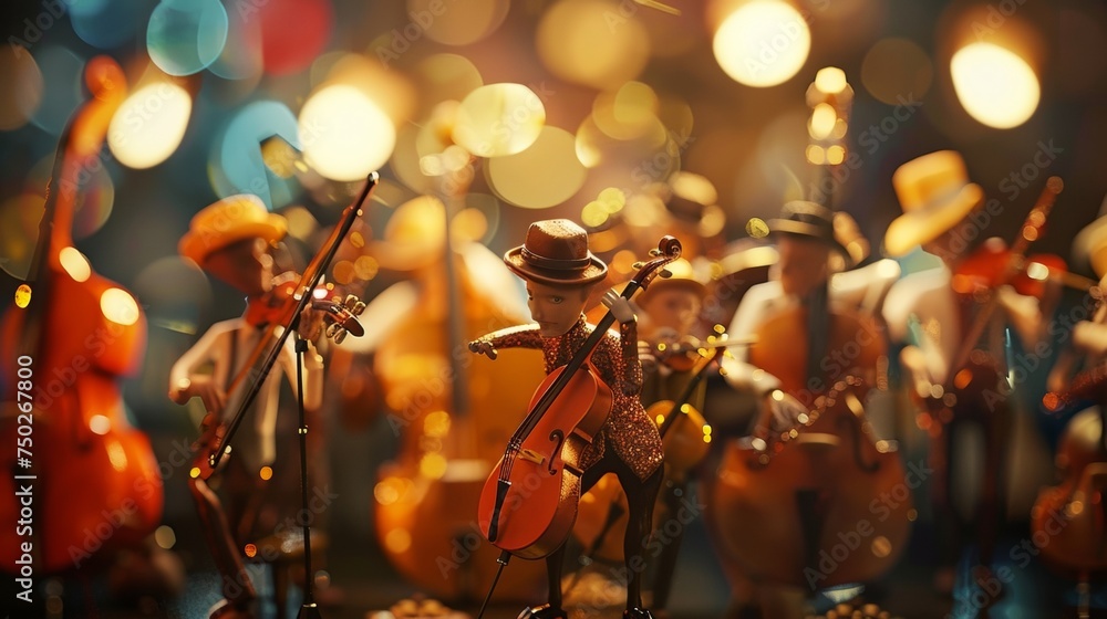 Aufkleber the stage is filled with a group of enthusiastic musicians of different ages each with a different i