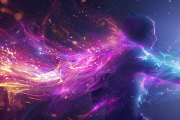 fantasy background images Wizard in spectacular purple flames - obrazy, fototapety, plakaty