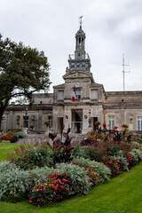 View on old streets and houses in Cognac white wine region, Charente, walking in town Cognac with...