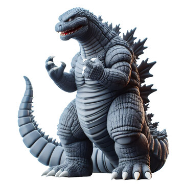 Godzilla character angry, isolated illustration in 3D render style